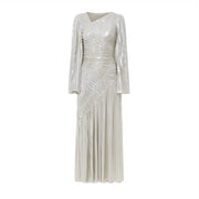 Metallic Ruffled Maxi Dress