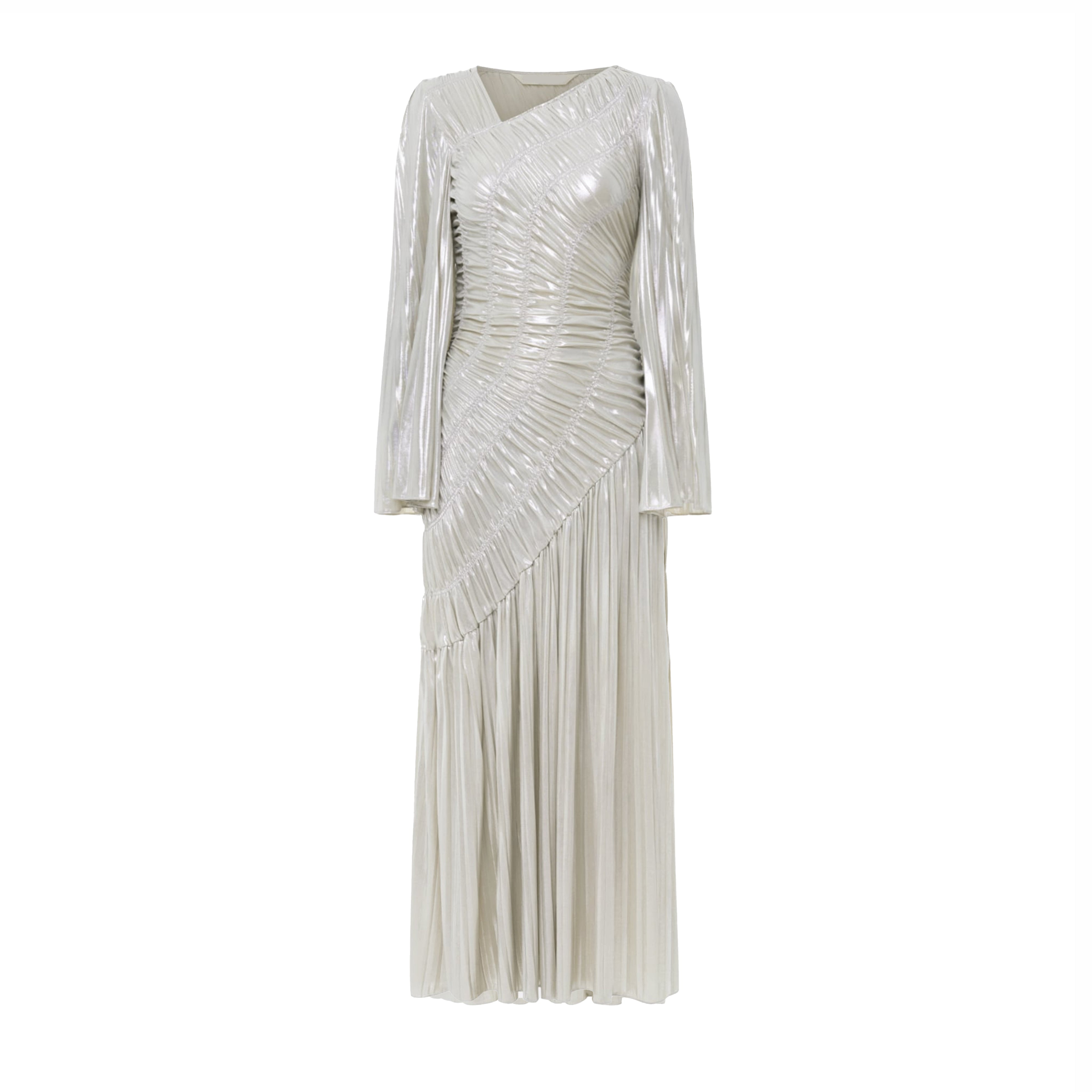 Metallic Ruffled Maxi Dress