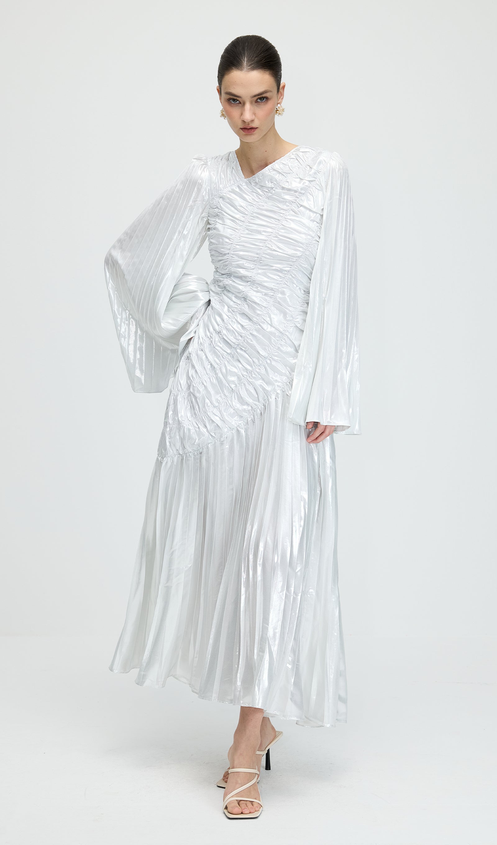 Metallic Long Sleeve Maxi Dress