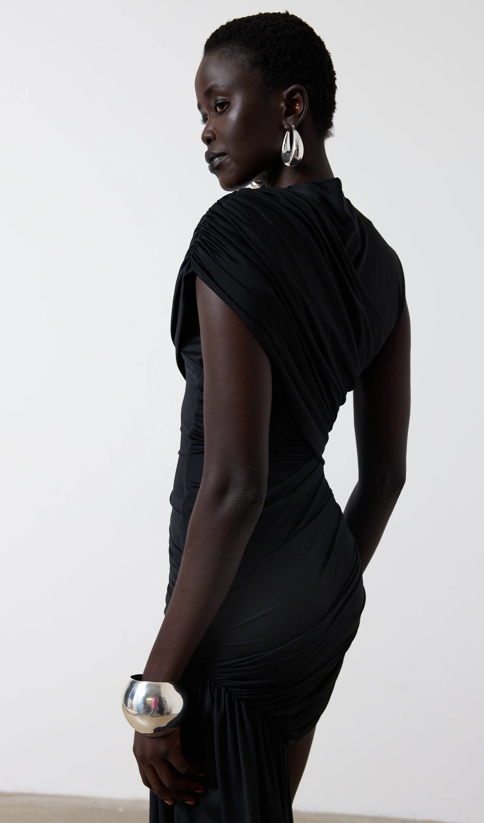 Asymmetrical Draping Mini Dress