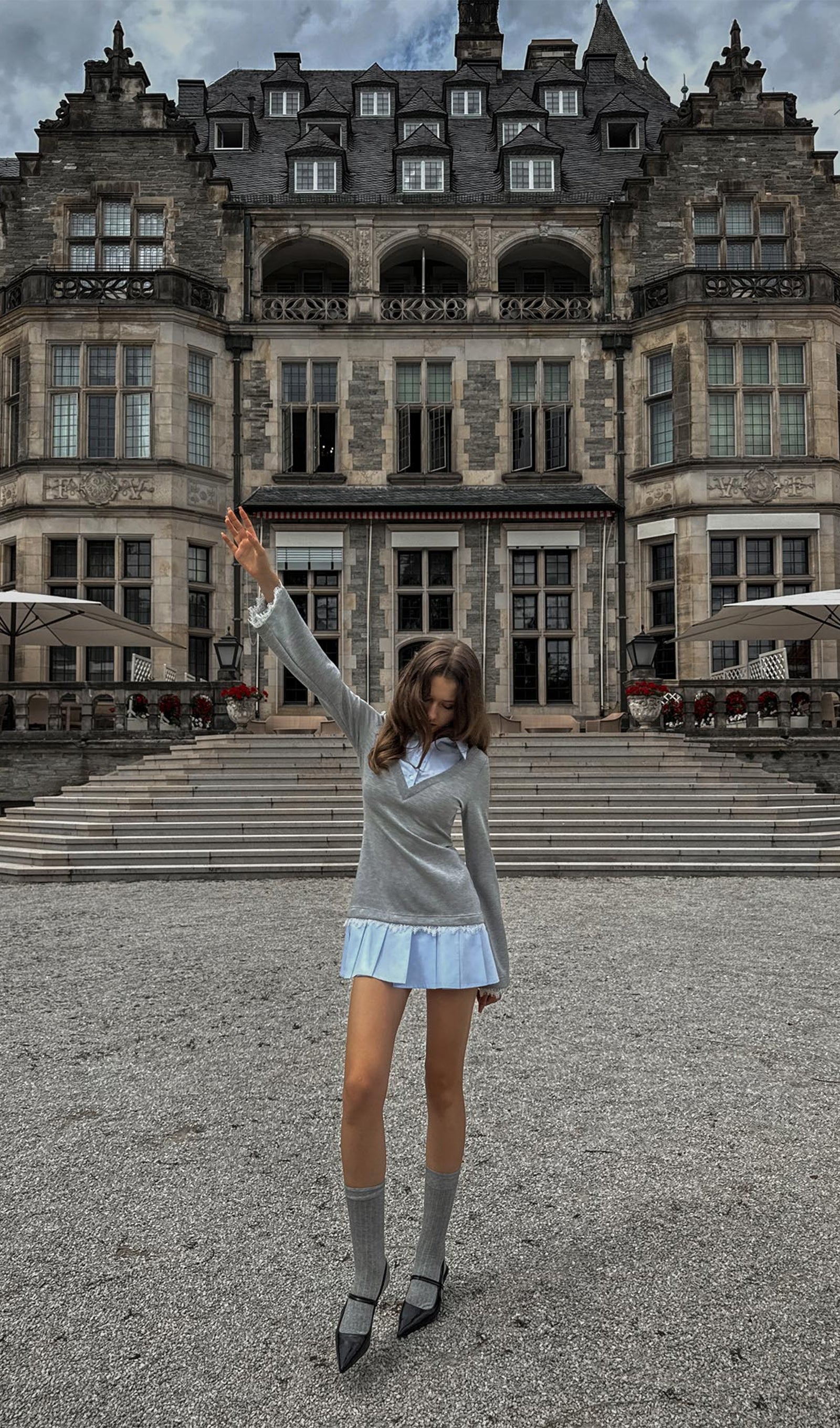 Shirt With Imitation Lace Decor Mini Dress