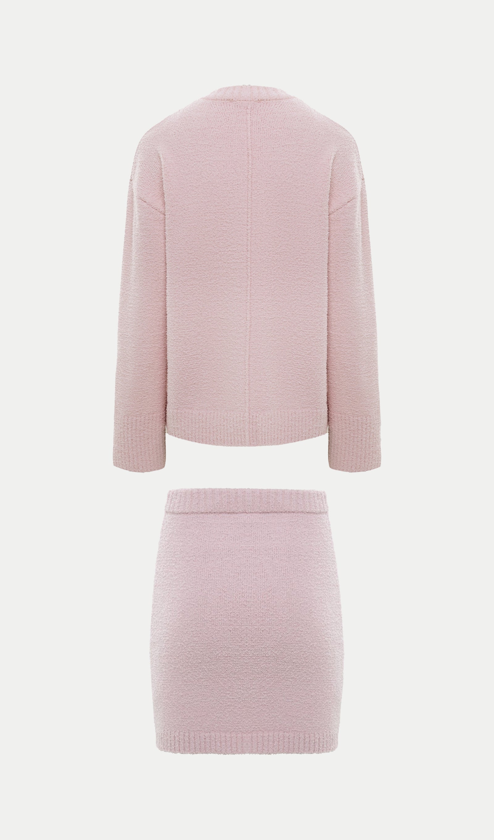 Textured Knitted Jumper & Mini Skirt Set Pink