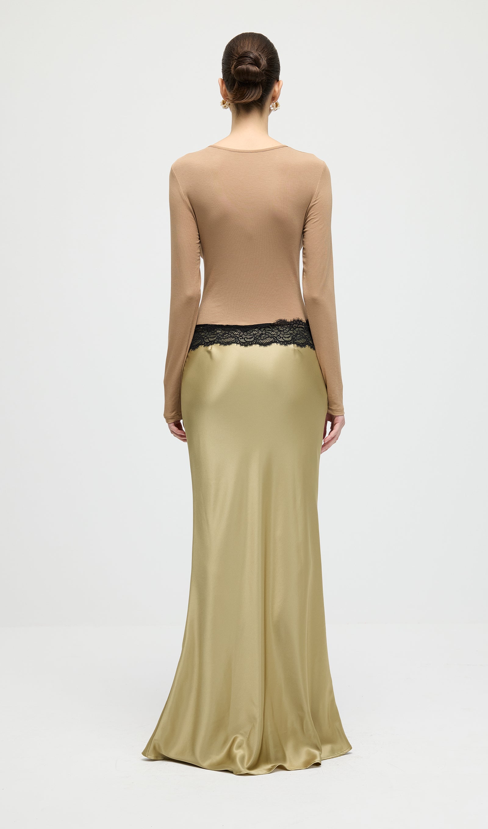 Open Twist Lace Maxi Dress In Eucalypt Black