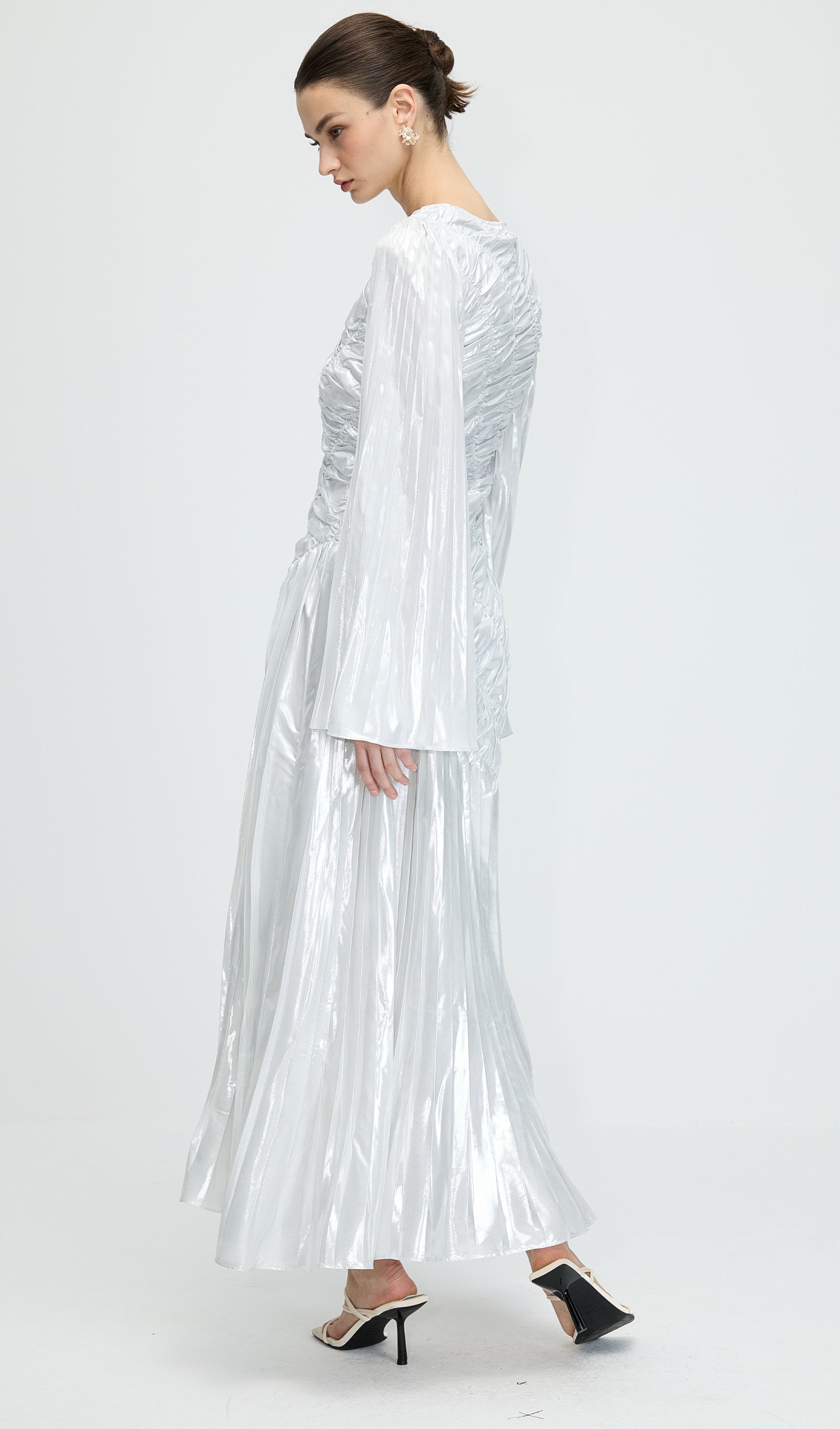 Metallic Long Sleeve Maxi Dress