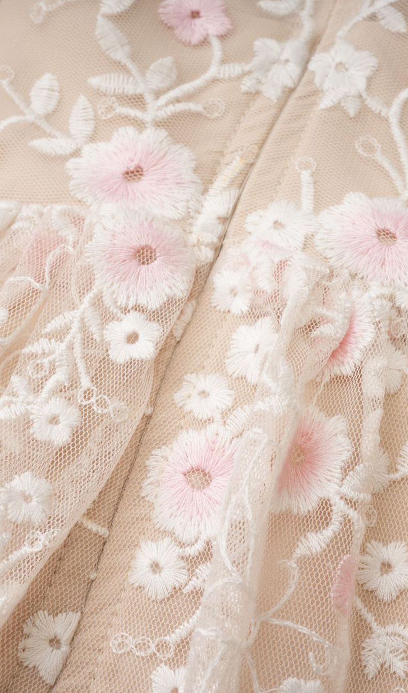 Embroidered Flower Sequins Mesh Maxi Dress