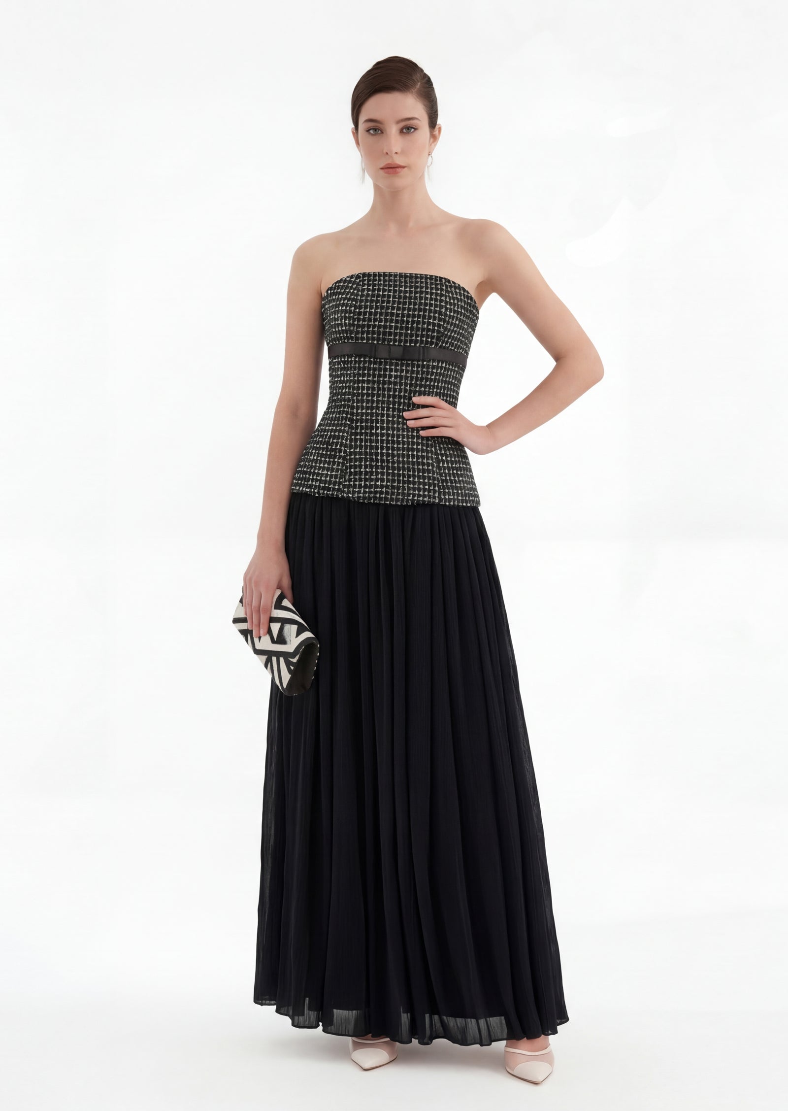 Midikleid in A-Linie mit Blumenmuster und Laternenärmeln