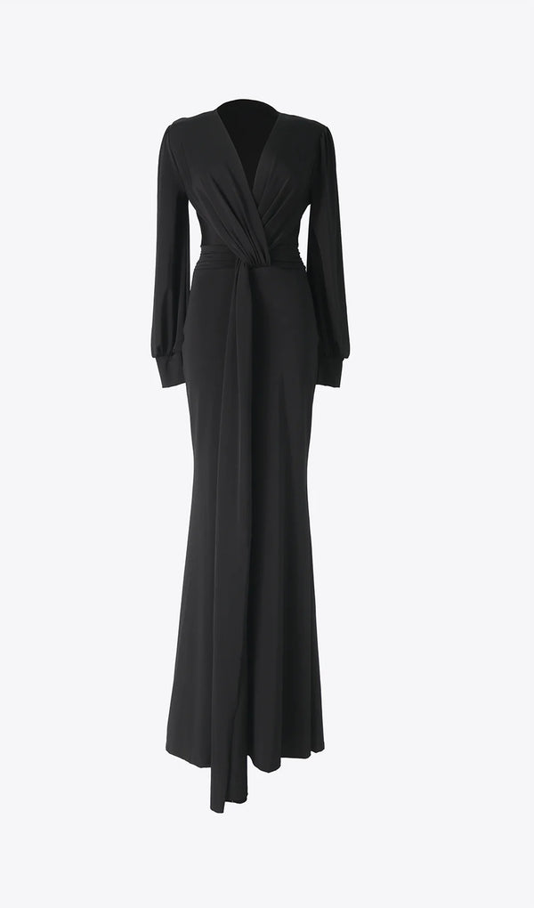 Black V Neck Maxi Dress