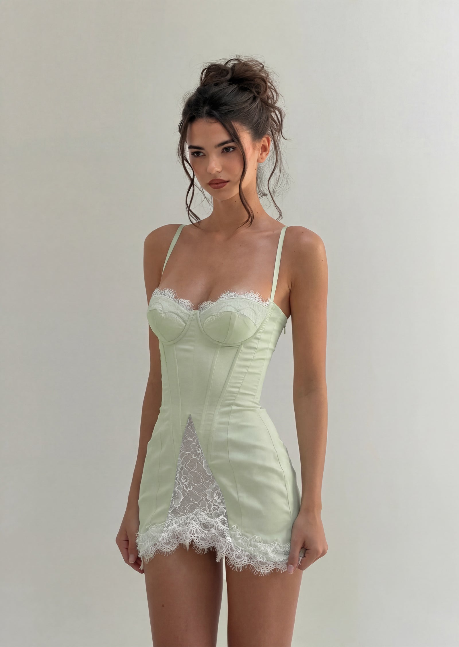 فستان ماكسي أنيق بدون أكتاف - أزرق فاتح 