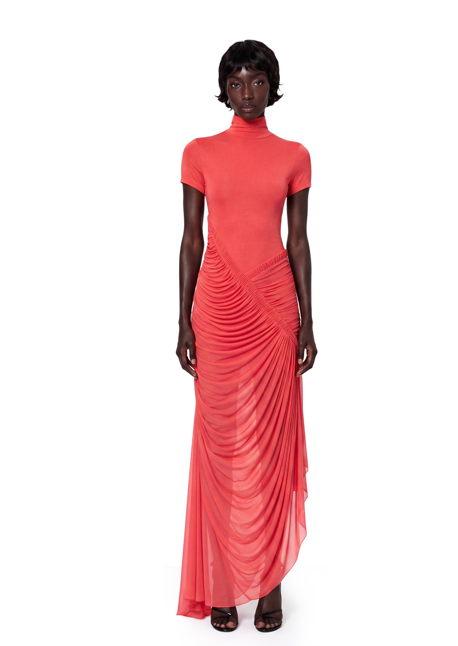 Midikleid in A-Linie mit Blumenmuster und Laternenärmeln