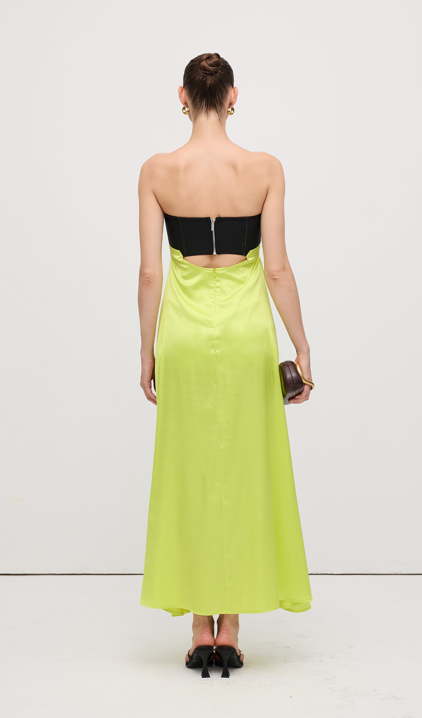 Midikleid in A-Linie mit Blumenmuster und Laternenärmeln