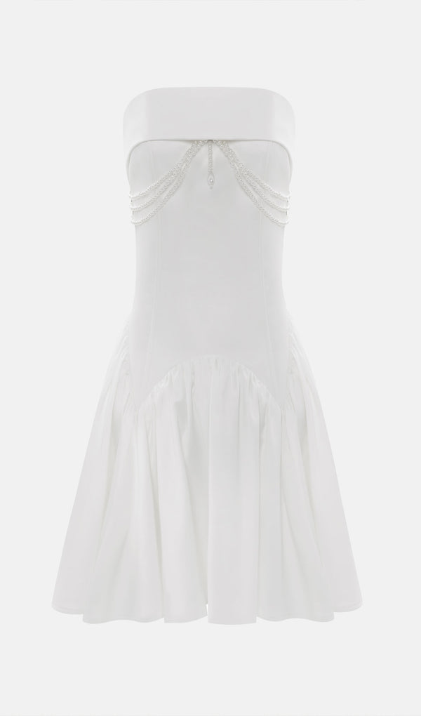 Off Shoulder Mini Dress With Pearl Detail