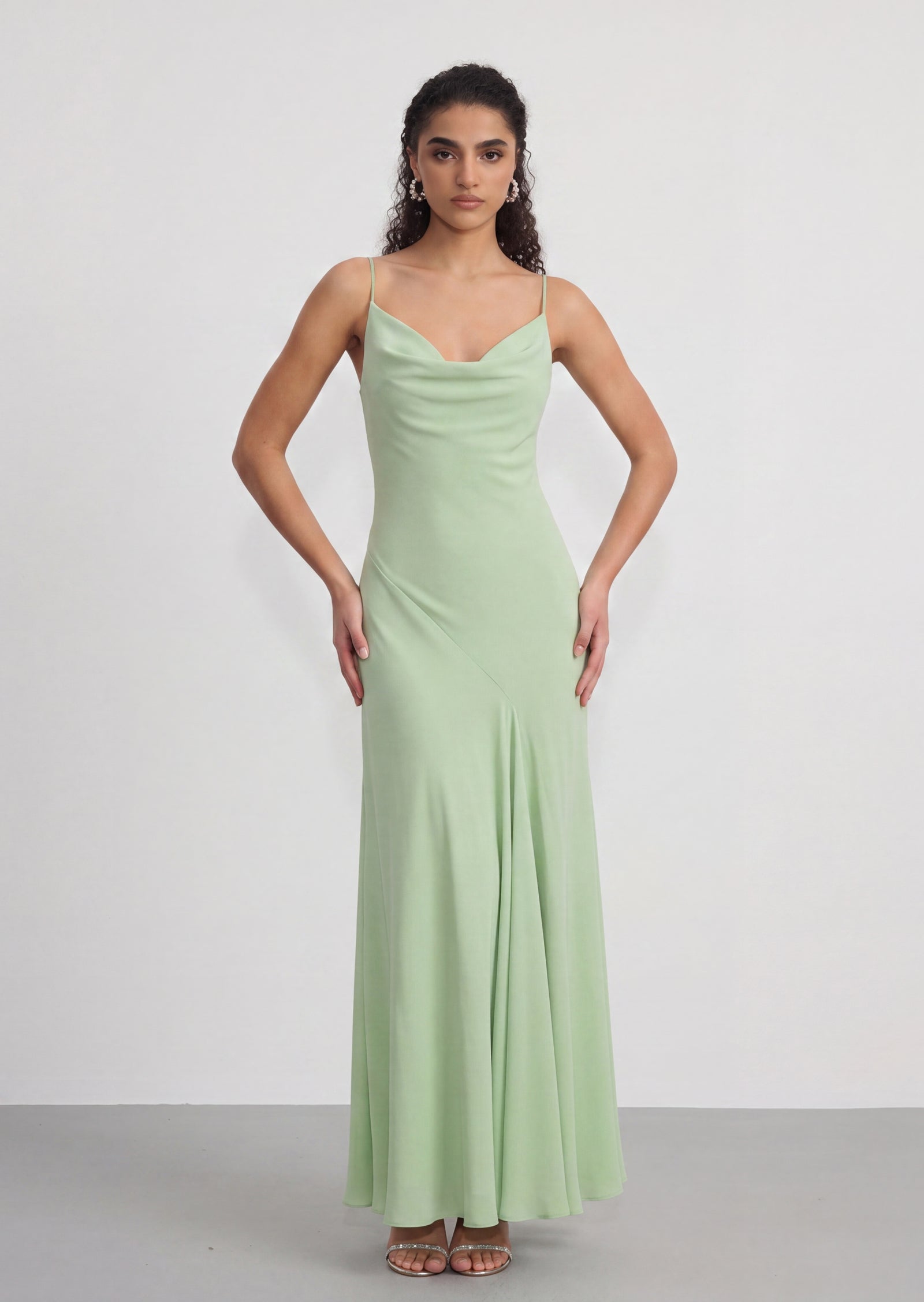 Vilma Chiffon Maxi Dress In Sage
