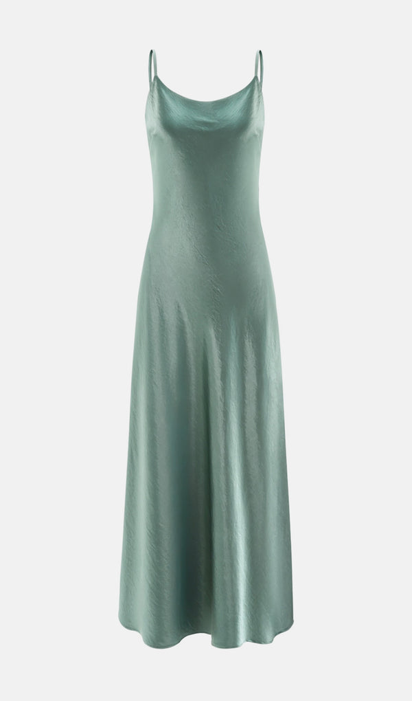 Solid Satin Maxi Slip Dress
