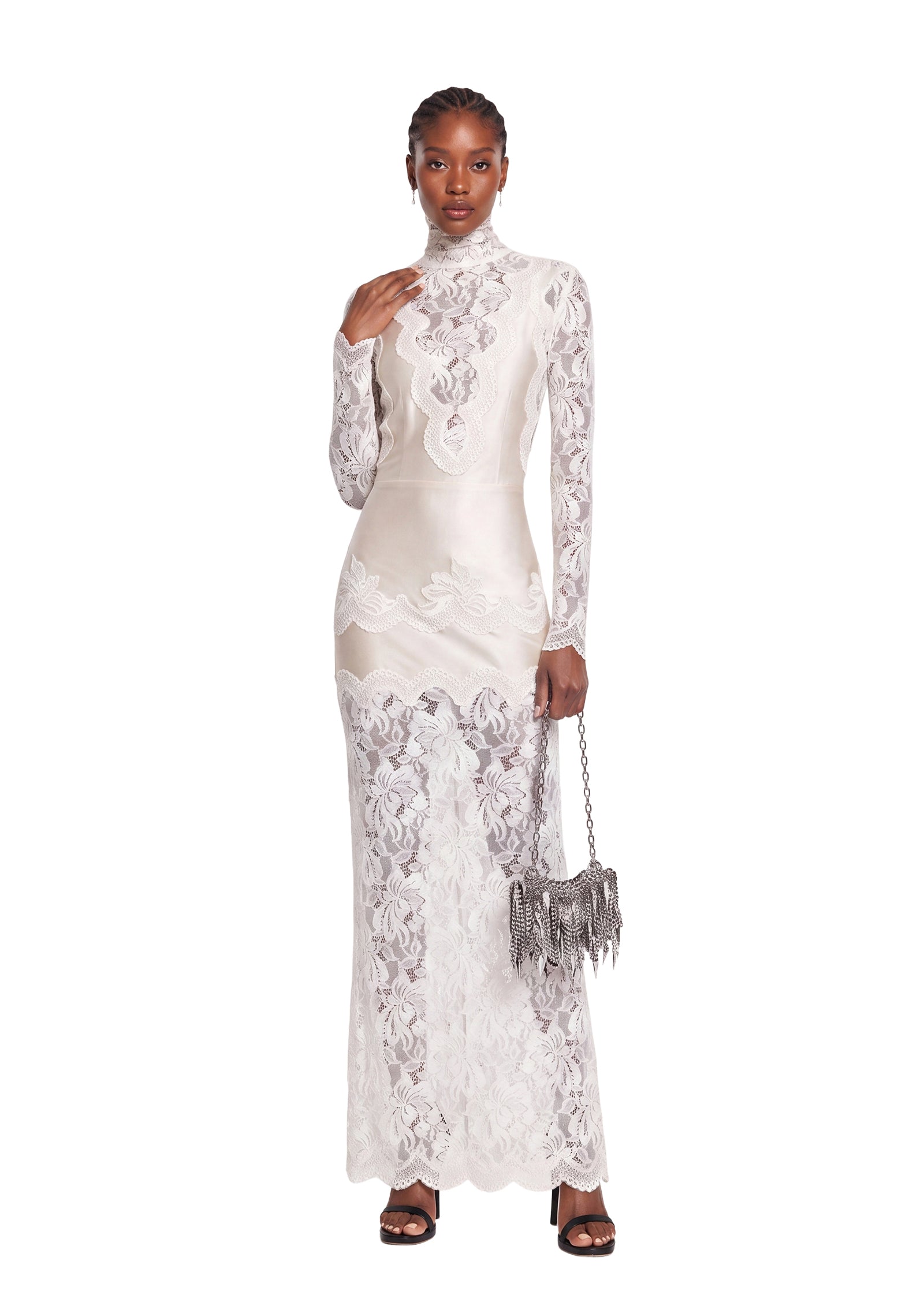 Midikleid in A-Linie mit Blumenmuster und Laternenärmeln
