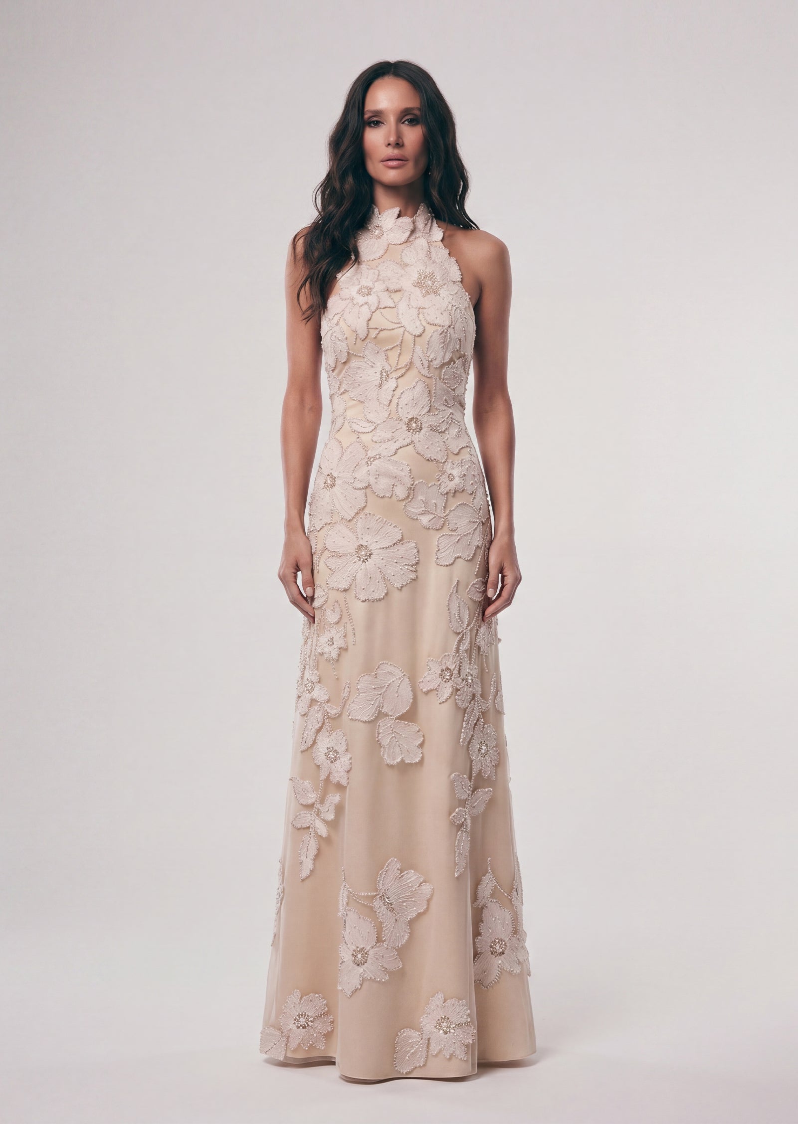 Midikleid in A-Linie mit Blumenmuster und Laternenärmeln