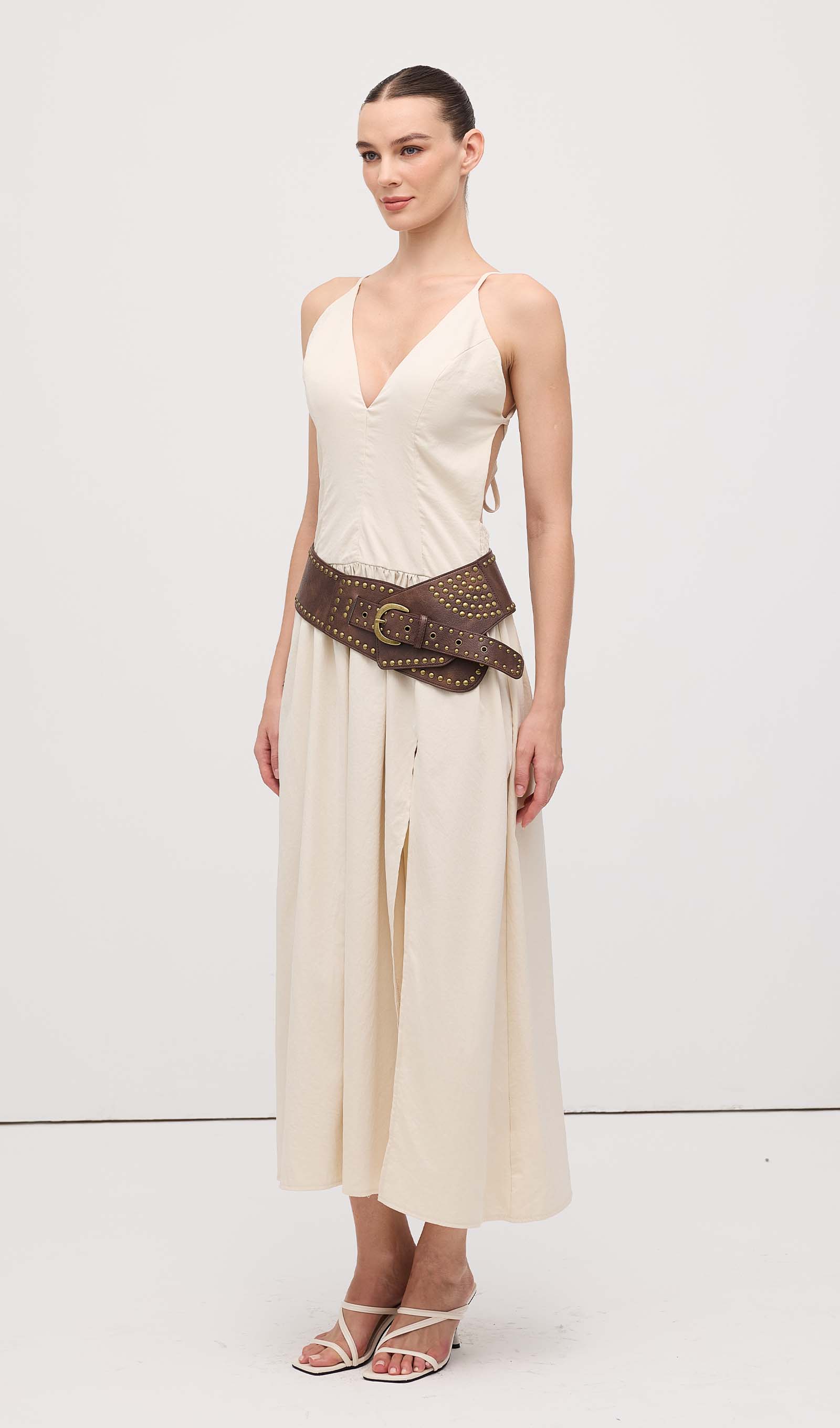 Midikleid in A-Linie mit Blumenmuster und Laternenärmeln