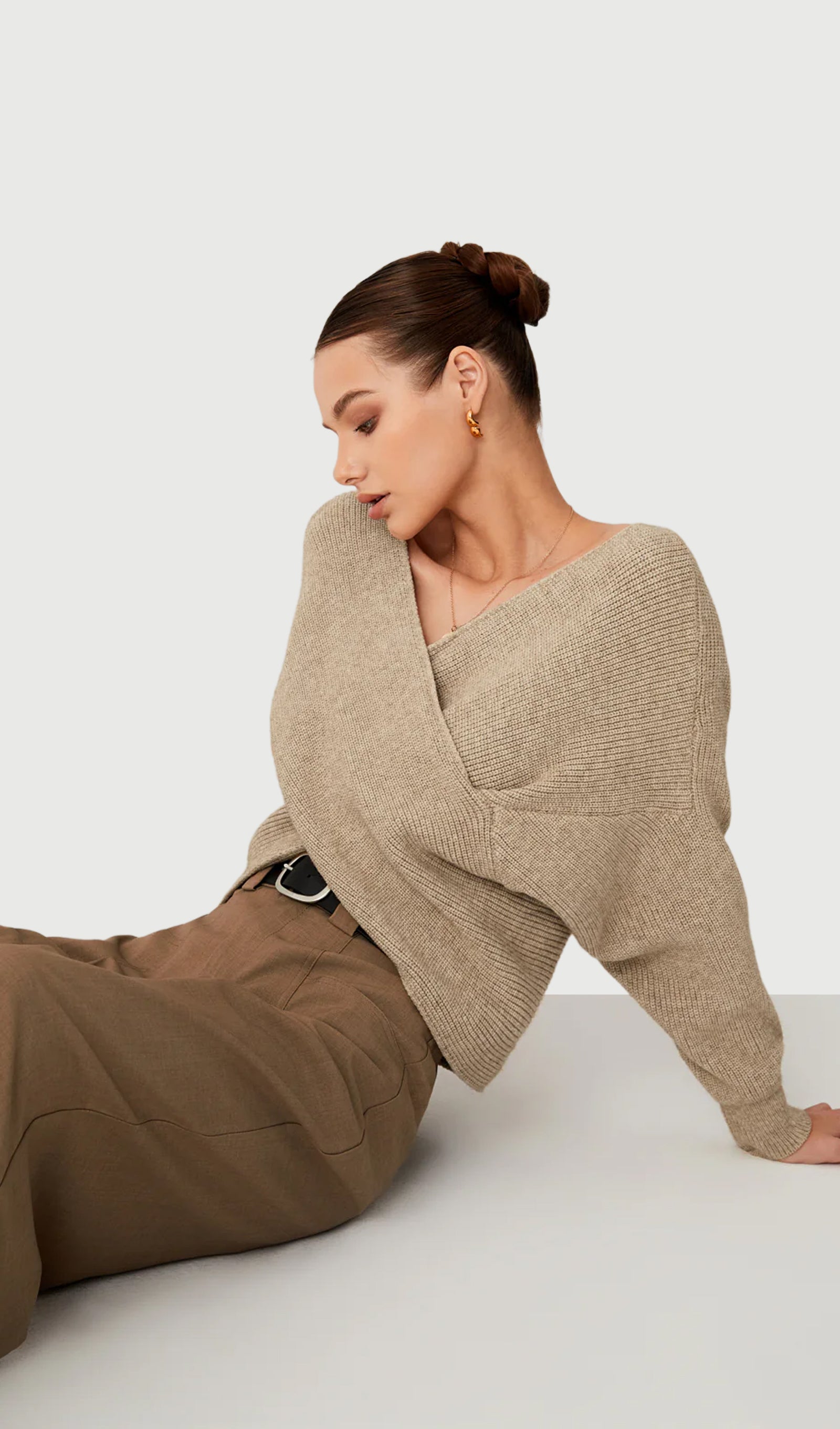 Cross V Neck Cropped Sweater