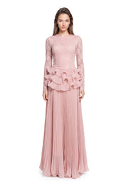 Yettie Lace Ruffle Maxi Dress