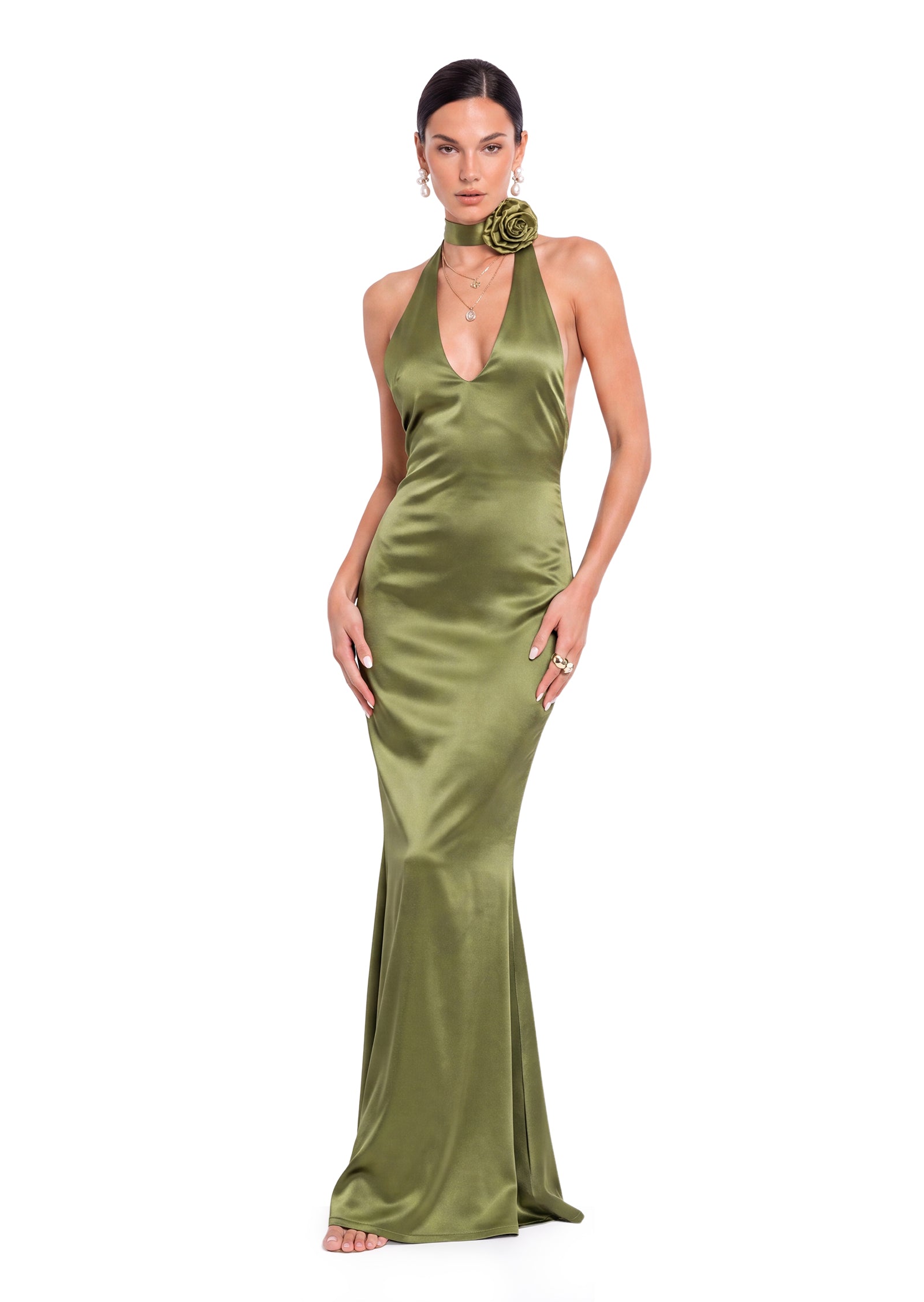 Midikleid in A-Linie mit Blumenmuster und Laternenärmeln