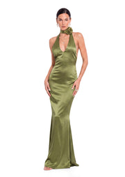 Midikleid in A-Linie mit Blumenmuster und Laternenärmeln