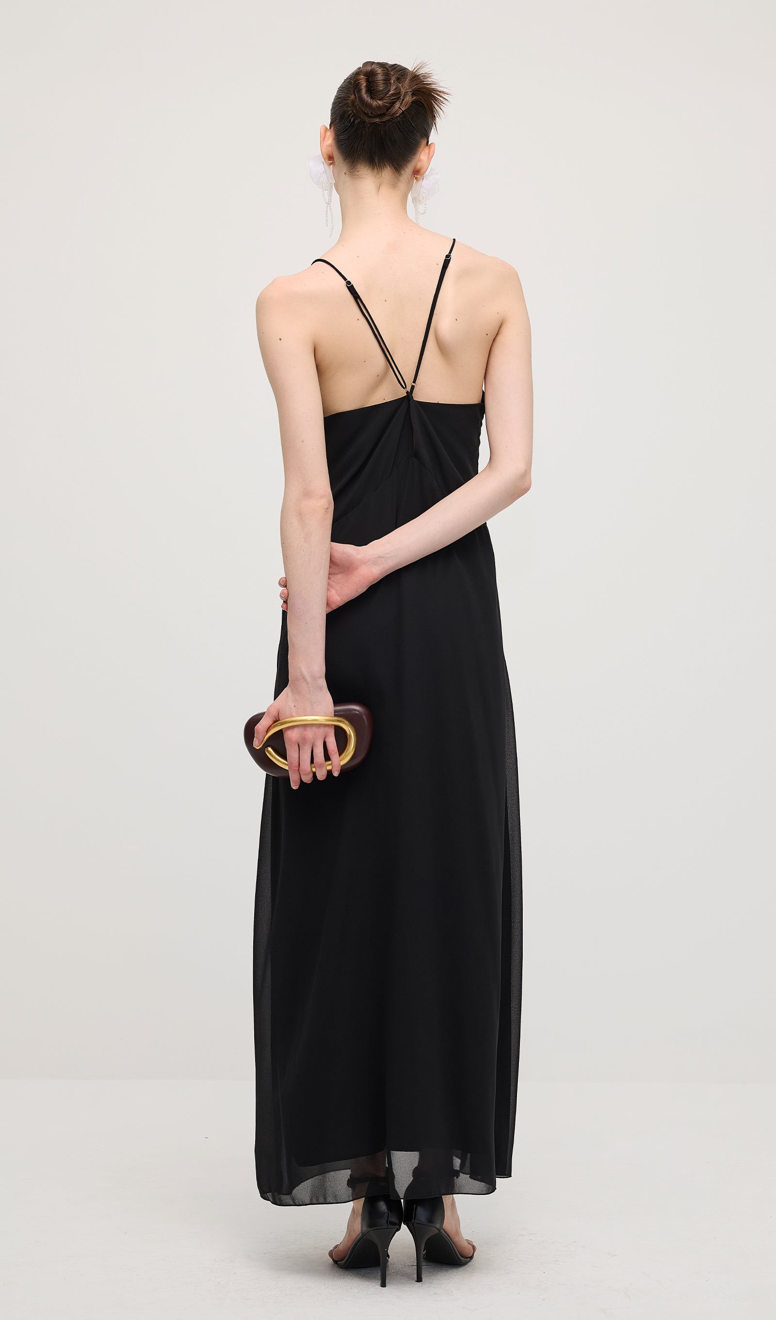Midikleid in A-Linie mit Blumenmuster und Laternenärmeln