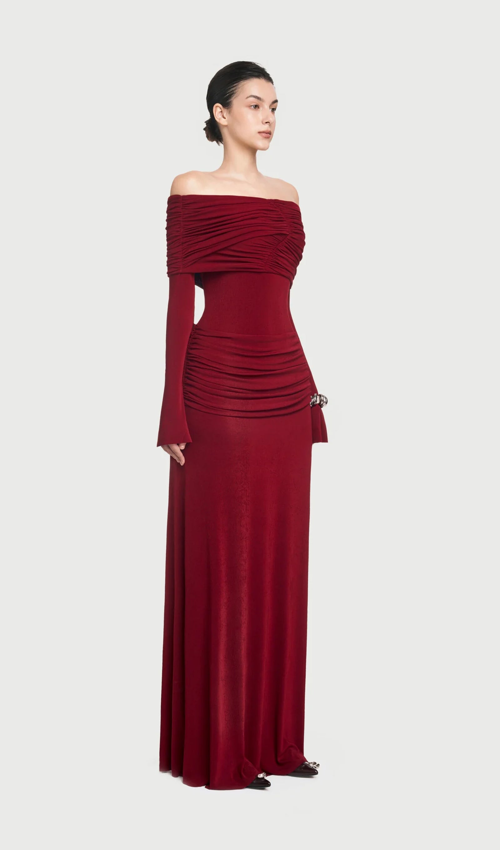 Midikleid in A-Linie mit Blumenmuster und Laternenärmeln