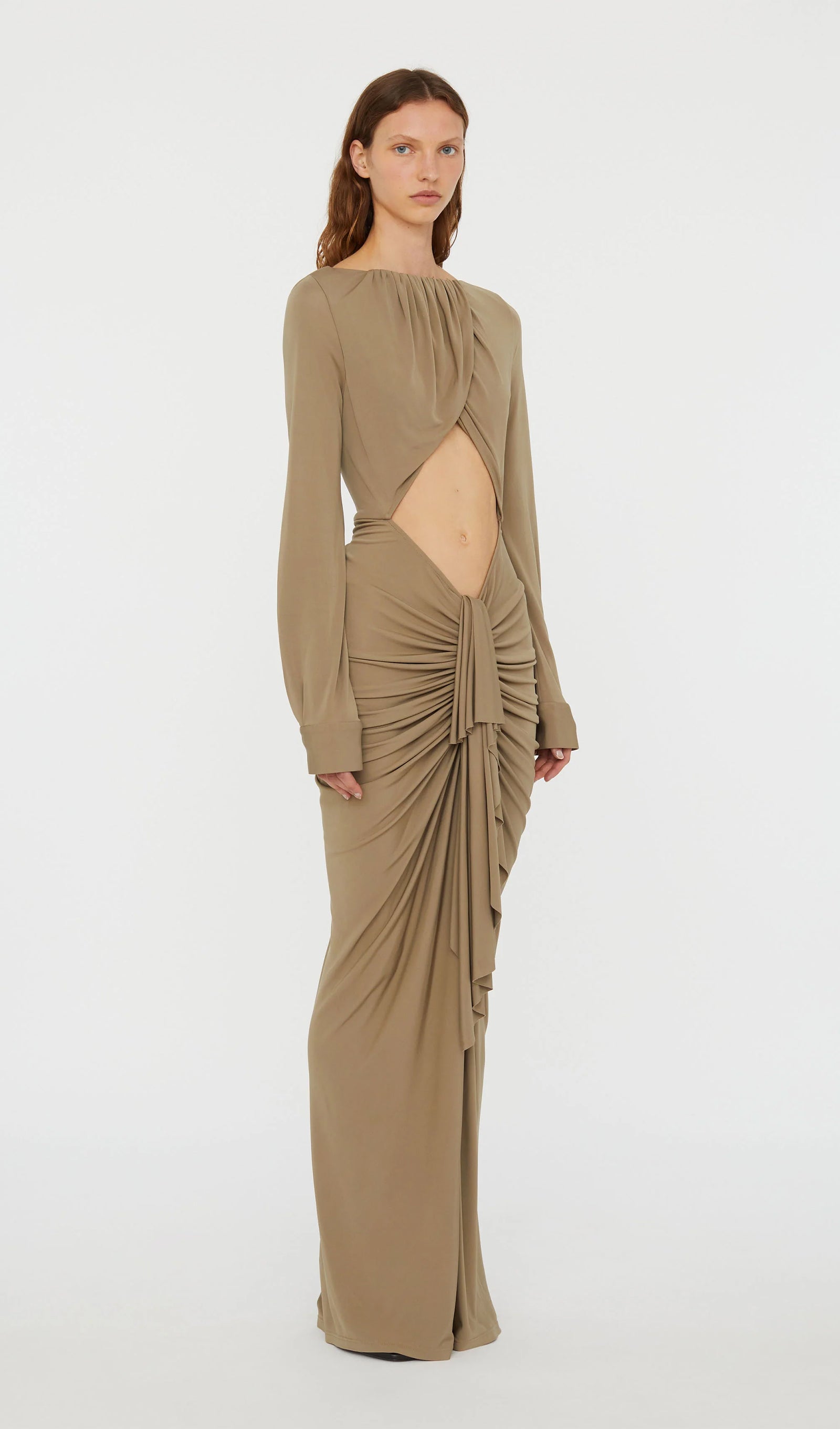 Drape Disconnect Maxi Dress – Queena Wish