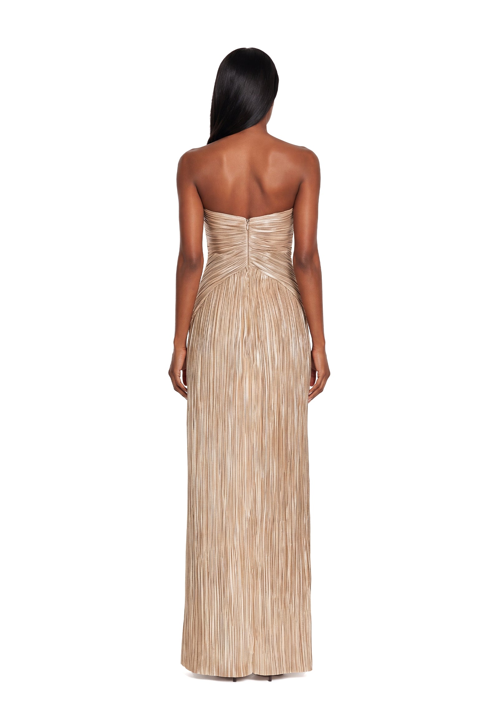 Valeriy Strapless Plissé Maxi Dress