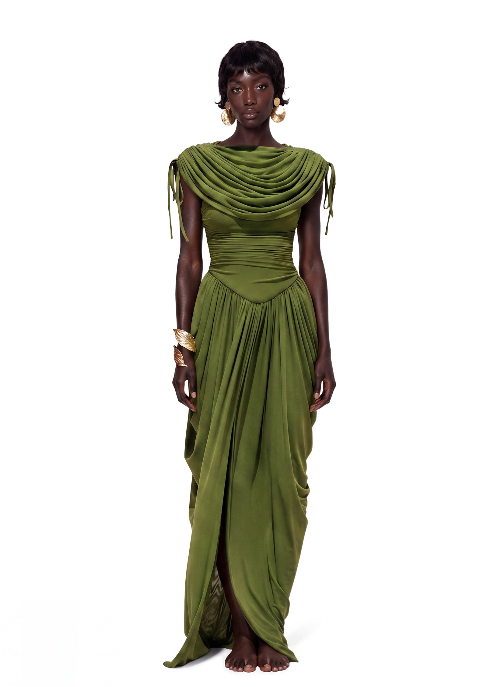 Midikleid in A-Linie mit Blumenmuster und Laternenärmeln