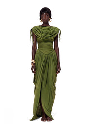 Midikleid in A-Linie mit Blumenmuster und Laternenärmeln