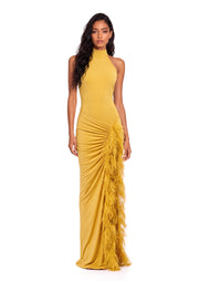 Midikleid in A-Linie mit Blumenmuster und Laternenärmeln