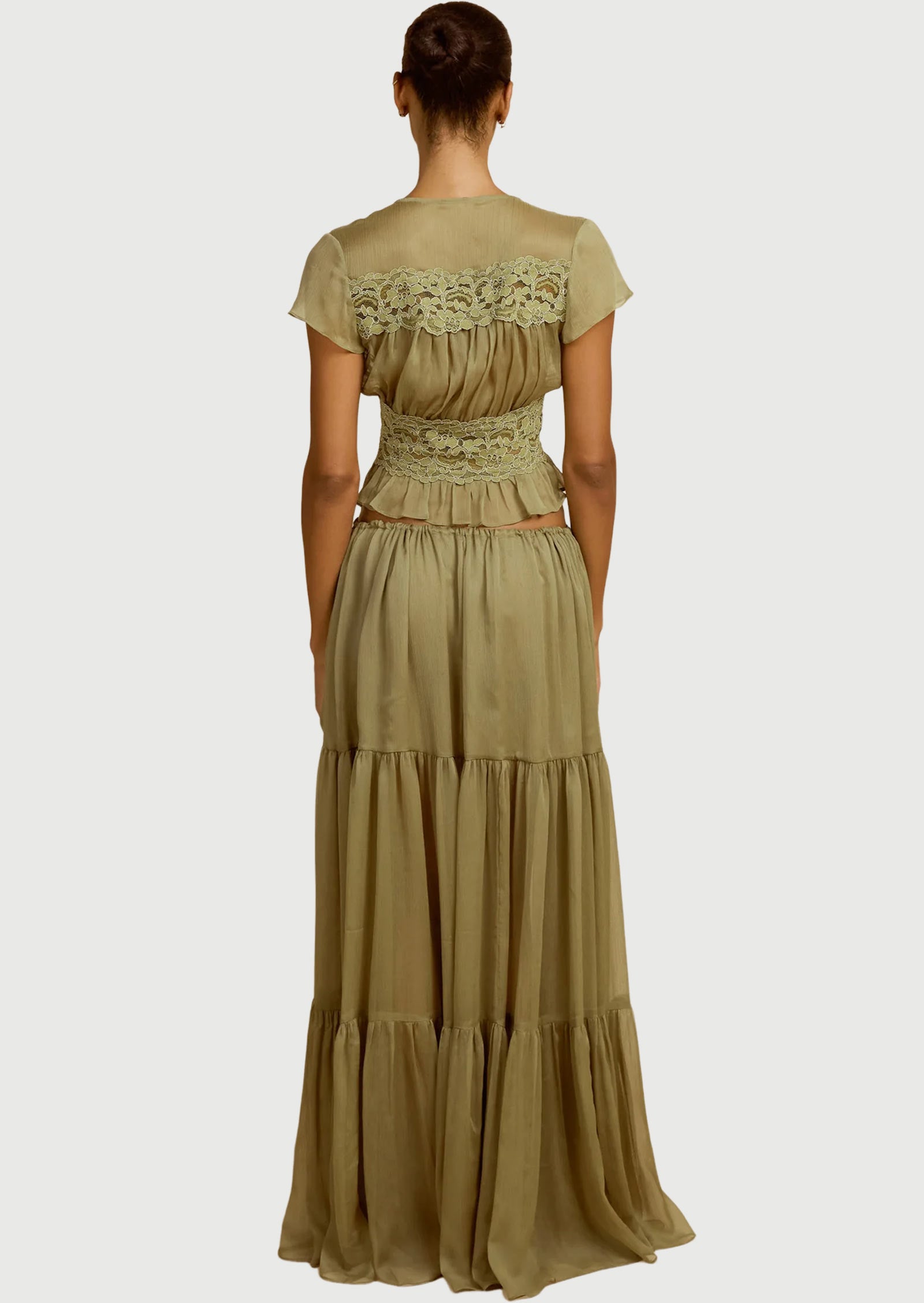 Midikleid in A-Linie mit Blumenmuster und Laternenärmeln