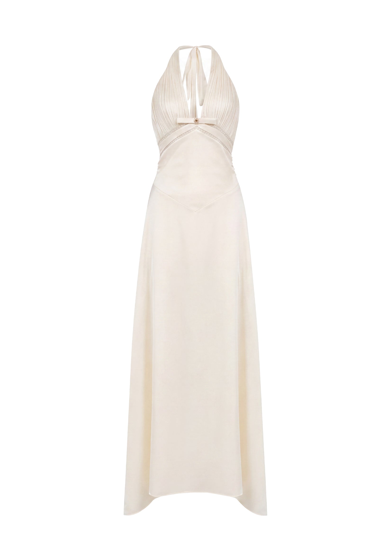 Bayou Halter Neck Deep V Satin Maxi Dress