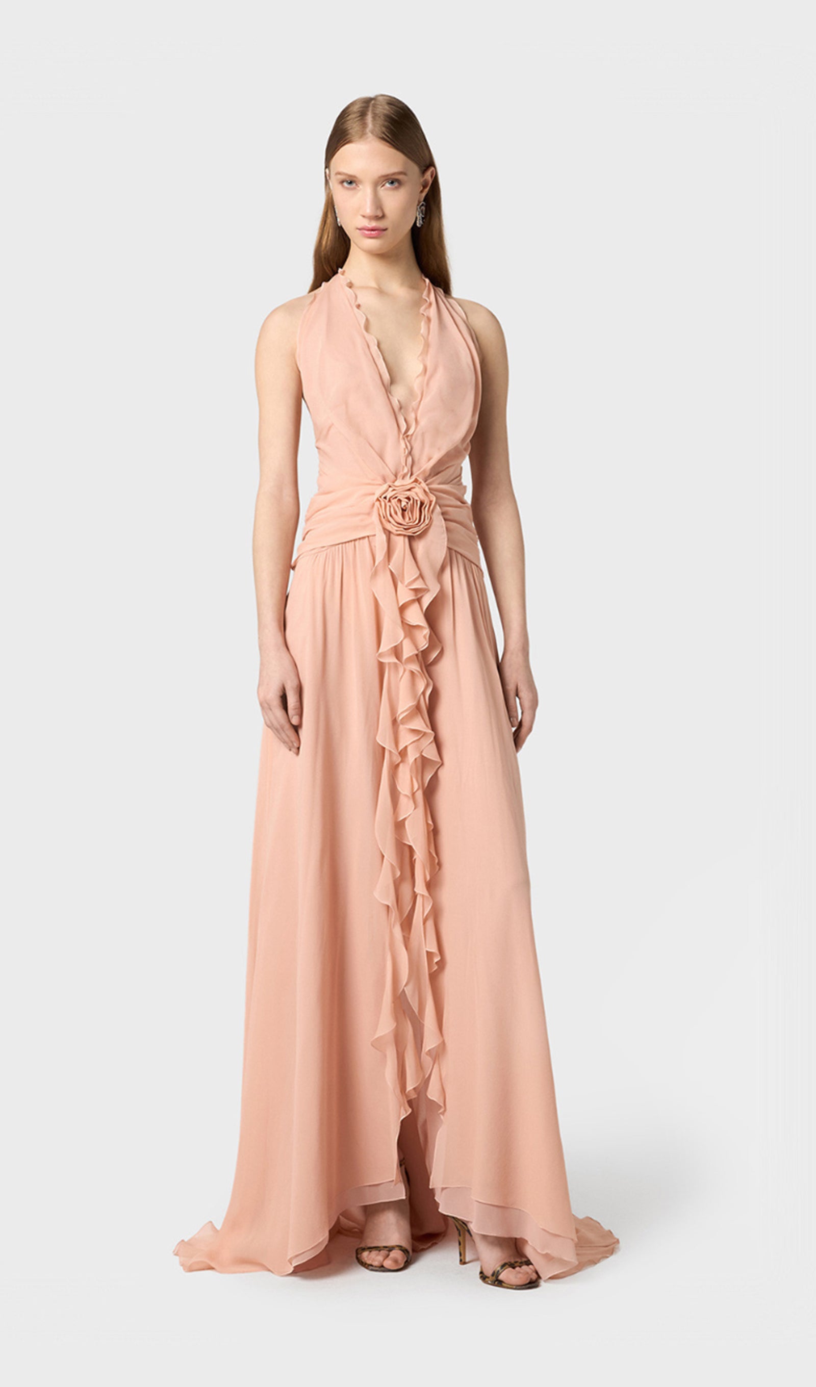 Midikleid in A-Linie mit Blumenmuster und Laternenärmeln