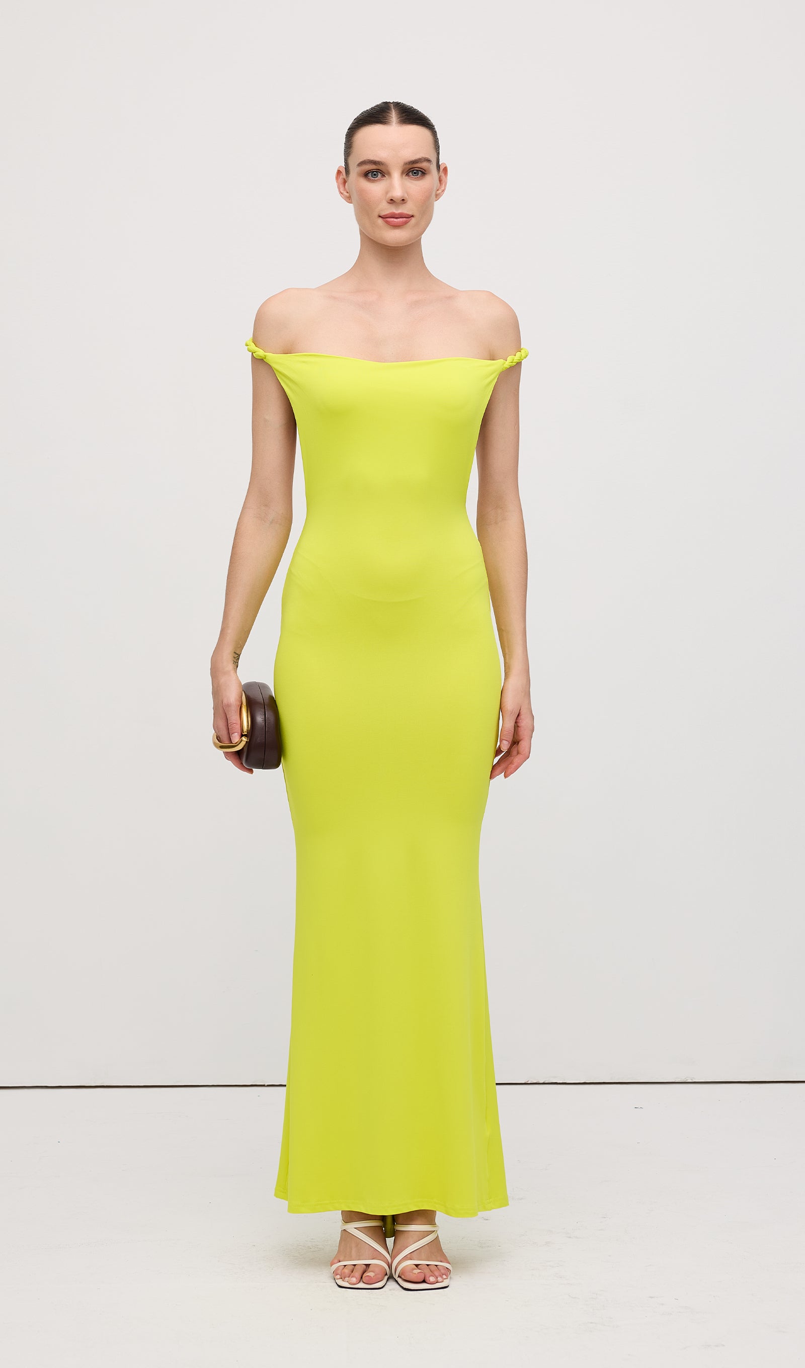 Open Back Pleated Fitted Maxi Dress