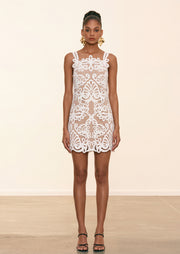 Guipure Lace Mini Dress In White