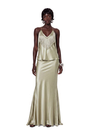 Zahara Tassel Satin Maxi Dress