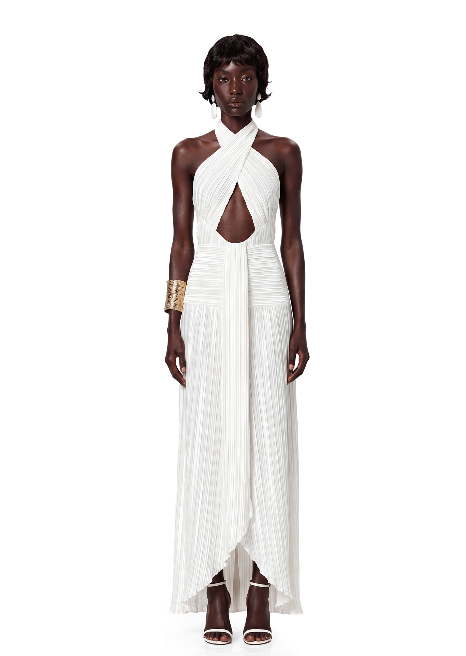 Sabeen Satin Halter Neck Maxi Dress