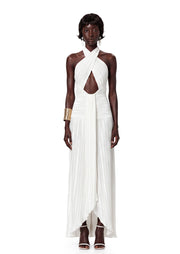 Sabeen Satin Halter Neck Maxi Dress
