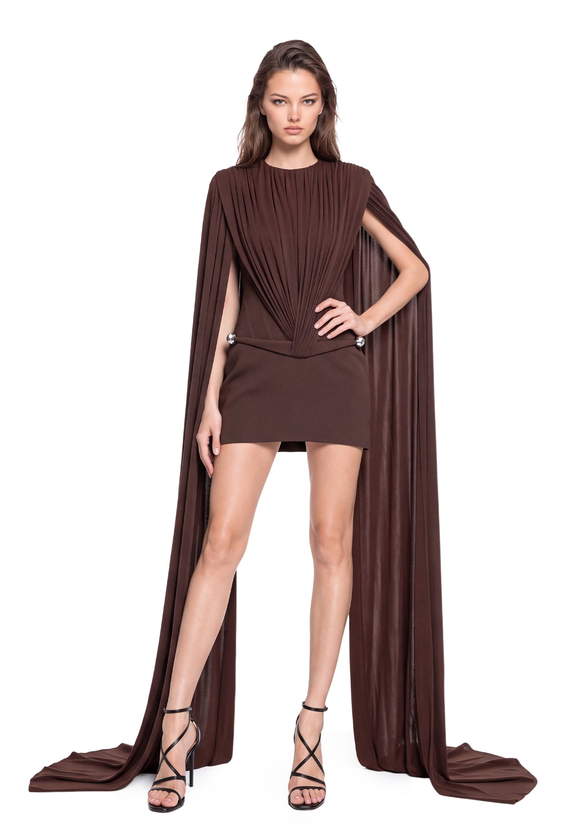 Midikleid in A-Linie mit Blumenmuster und Laternenärmeln