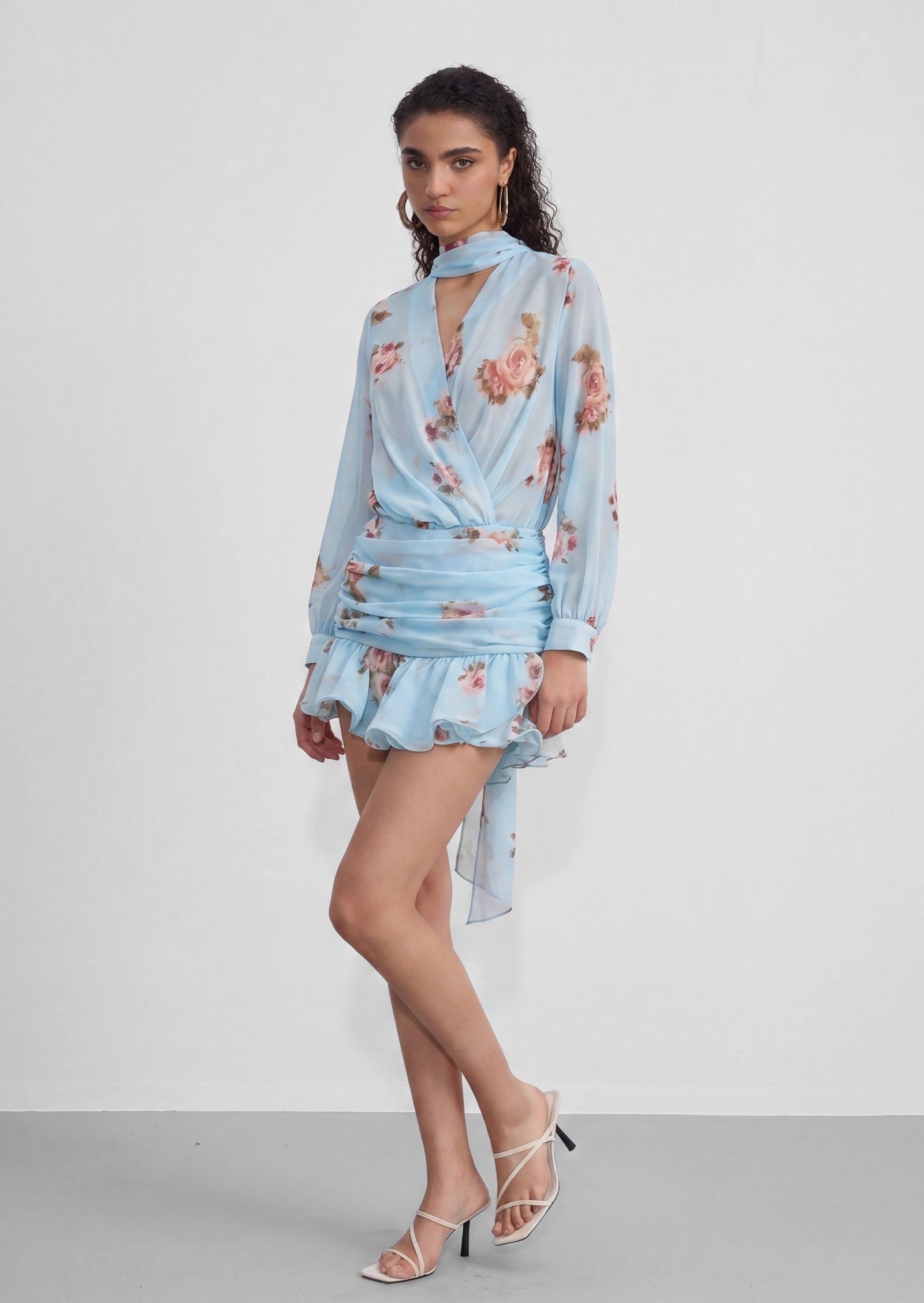 Martha Floral Print Chiffon Mini Dress