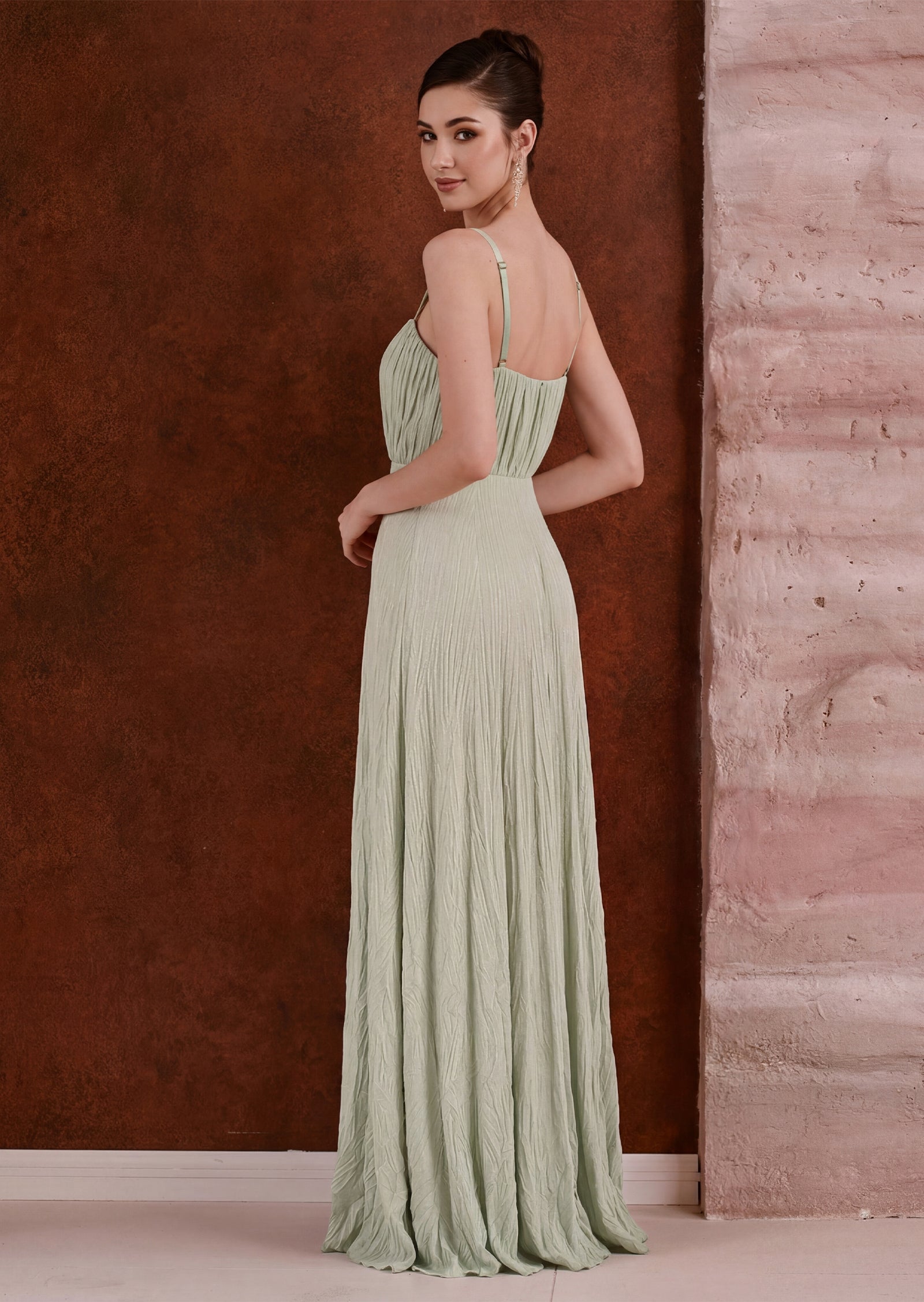 Elisabetta Crinkled Texture Maxi Dress With Slit
