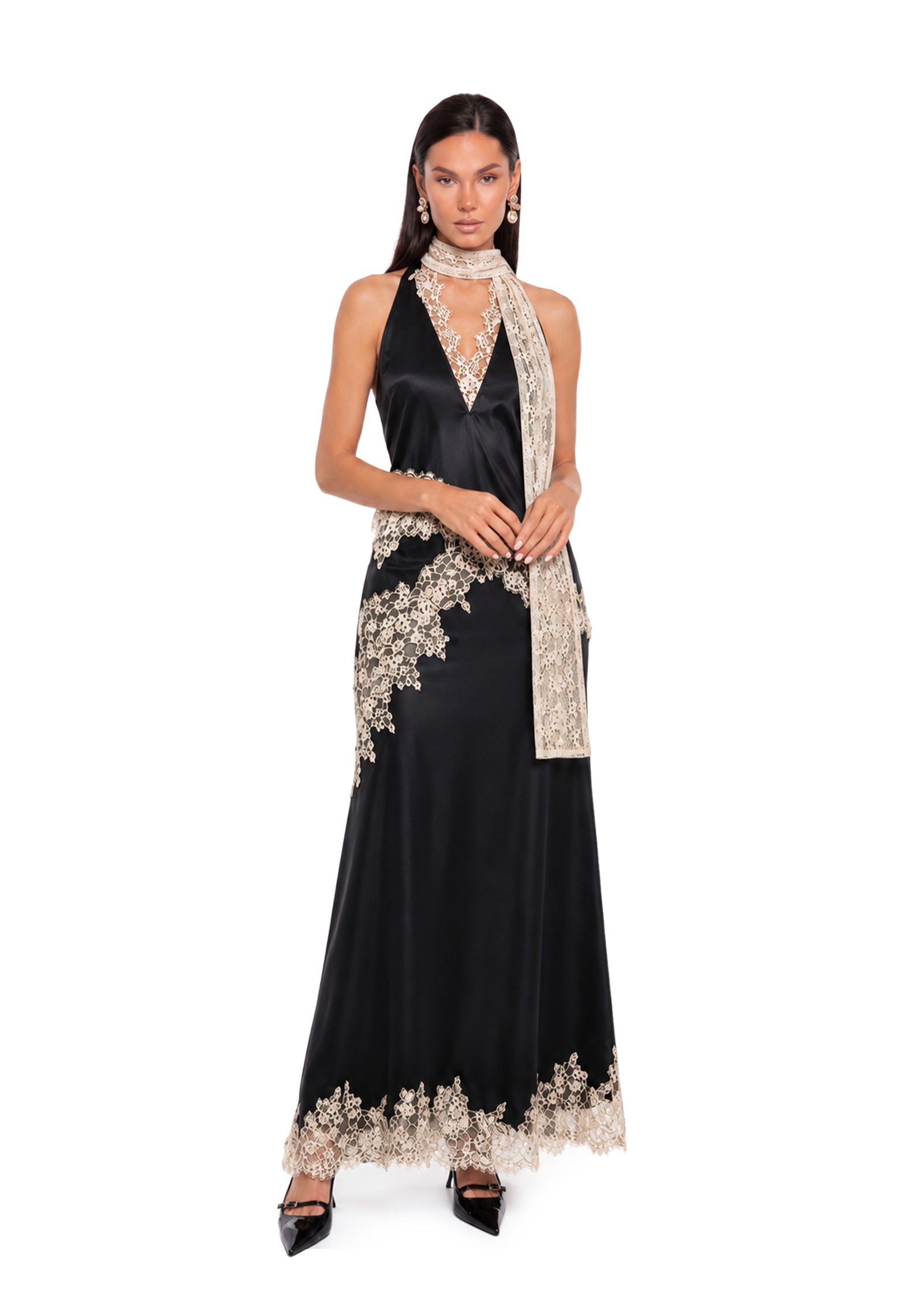 Tadhg Satin Lace Sleeveless Dress Set
