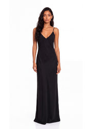 Taban Satin Backless Maxi Dress In Black