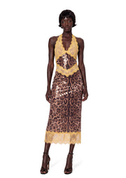 Sachin Halter Neck Midi Dress IN Yellow
