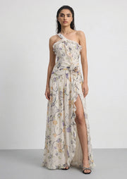 Bluma Floral Creponne One Shoulder Maxi Dress