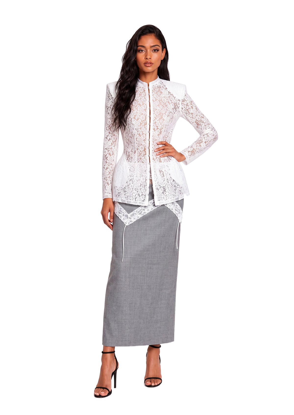 Rabbie Lace Trimmed Midi Skirt