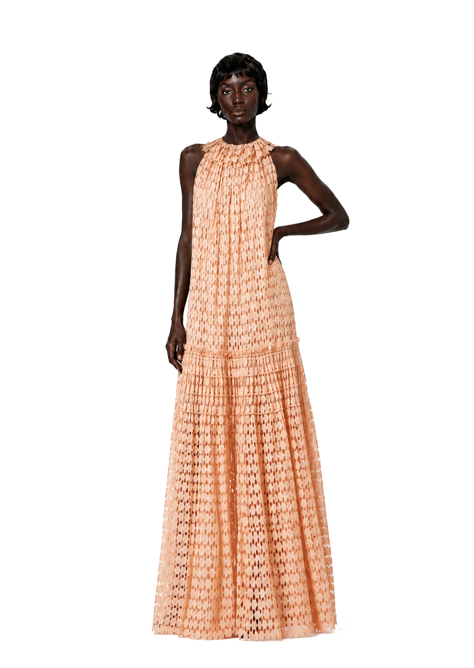 Midikleid in A-Linie mit Blumenmuster und Laternenärmeln