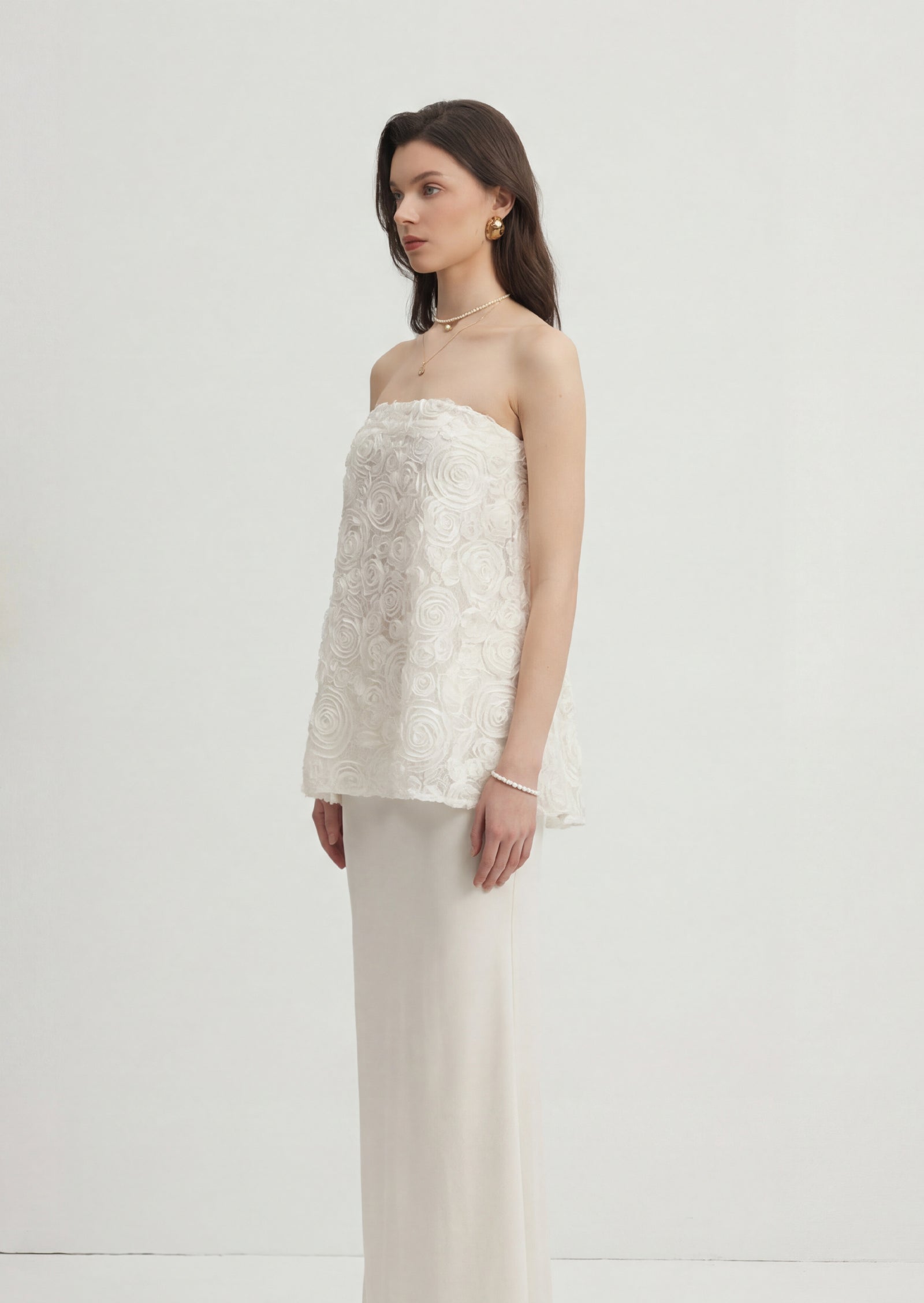 Midikleid in A-Linie mit Blumenmuster und Laternenärmeln