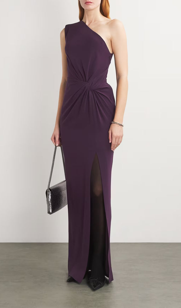 Asymmetrial Crepe Maxi Dress